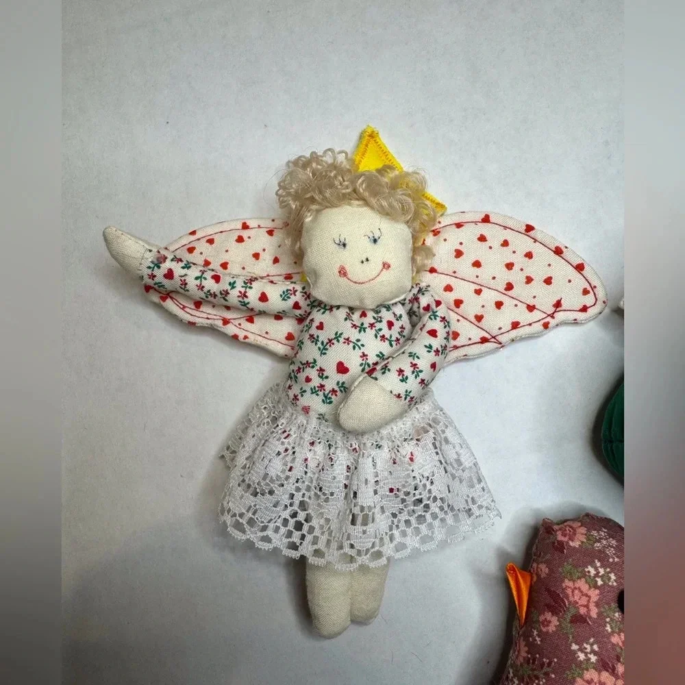 Vintage Hand-made CHRISTMAS Soft Sculpture Ornaments Lot‎ of 3